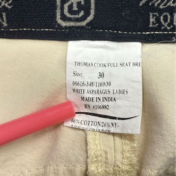 Thomas Cook Equestrian Women's white asparagus Full Seat Riding Pants 30 or 9/10 - Picture 9 of 12